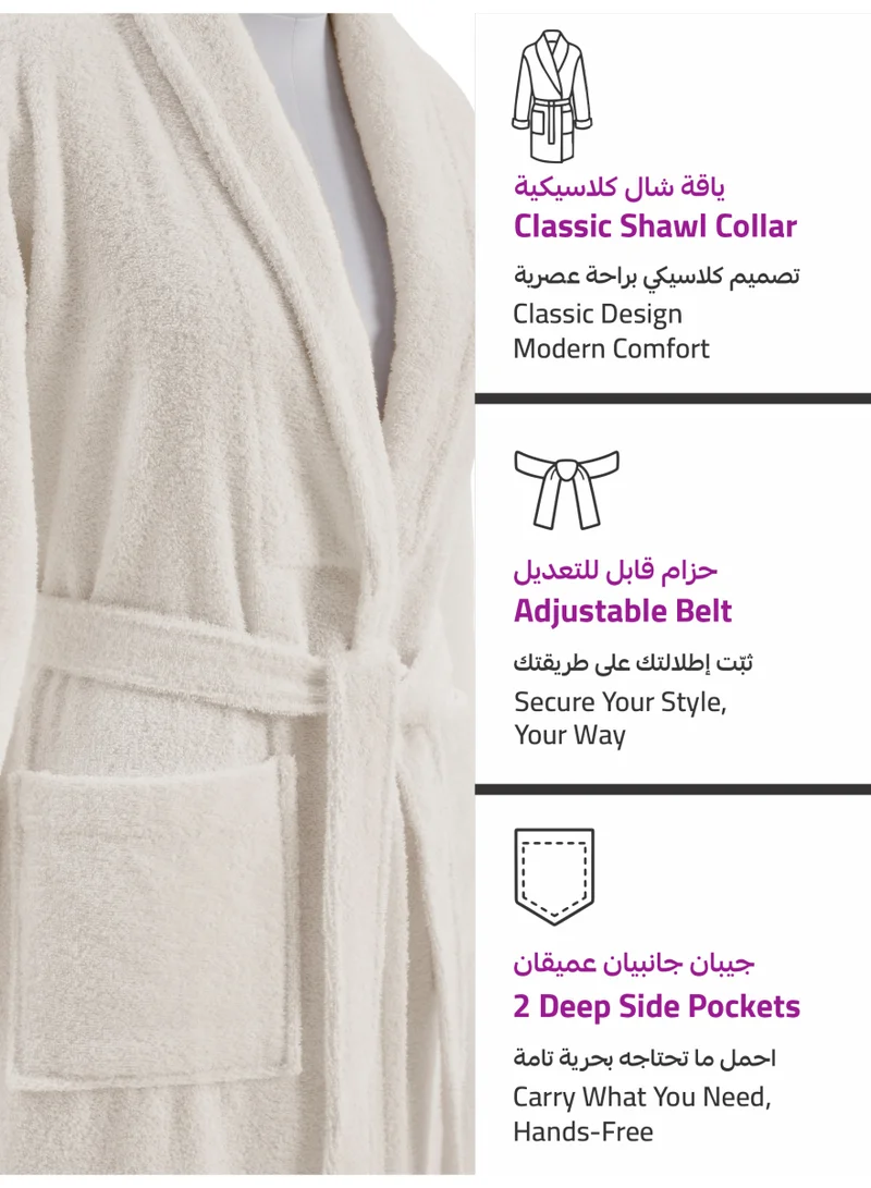 Donetella 100% Cotton Bathrobe for Men & Women, 1 Piece, XL Size, 400 GSM, Shawl Collar Spa Robe, Highly Absorbent, Quick Dry, Belt & Pockets.