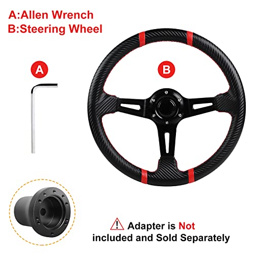 MOSNAI 13.7'' 350mm Deep Dish Steering Wheel, Racing Golf Cart Fit Club Car DS and Precedent,Yamaha EZGO RXV & TXT Golf Cart Steering Wheel - Image 5