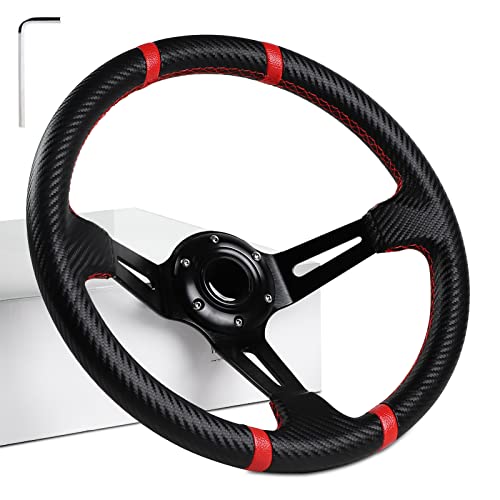 MOSNAI 13.7'' 350mm Deep Dish Steering Wheel, Racing Golf Cart Fit Club Car DS and Precedent,Yamaha EZGO RXV & TXT Golf Cart Steering Wheel - Image 1