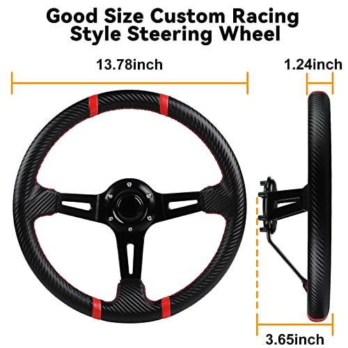 MOSNAI 13.7'' 350mm Deep Dish Steering Wheel, Racing Golf Cart Fit Club Car DS and Precedent,Yamaha EZGO RXV & TXT Golf Cart Steering Wheel - Image 2