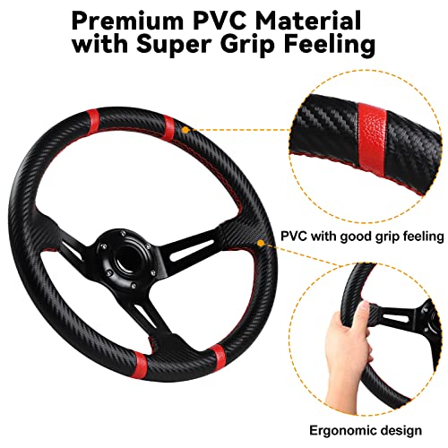 MOSNAI 13.7'' 350mm Deep Dish Steering Wheel, Racing Golf Cart Fit Club Car DS and Precedent,Yamaha EZGO RXV & TXT Golf Cart Steering Wheel - Image 3