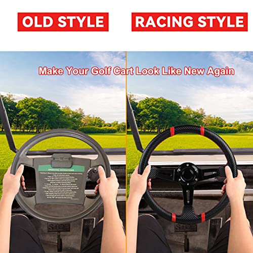 MOSNAI 13.7'' 350mm Deep Dish Steering Wheel, Racing Golf Cart Fit Club Car DS and Precedent,Yamaha EZGO RXV & TXT Golf Cart Steering Wheel - Image 4