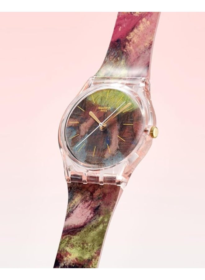 سواتش ساعة SWATCH SO28Z131 مجموعة Swatch x Guggenheim، لون وردي، تصميم إدغار ديغا 'راقصات باللونين الأخضر والأصفر' - Image 2