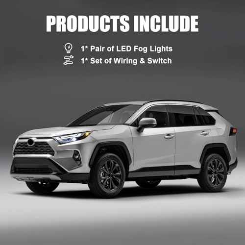 Fancemot LED Front Bumper Fog Lights Compatible with 2019-2025 5th Gen Toyota RAV4, Replacement w/Wiring & Switch - Image 5