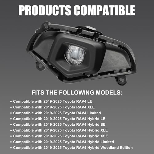 Fancemot LED Front Bumper Fog Lights Compatible with 2019-2025 5th Gen Toyota RAV4, Replacement w/Wiring & Switch - Image 3