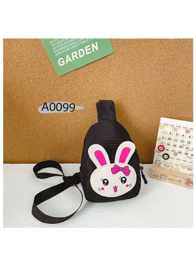 حقيبة KANAZ Kids الخلفية مقاومة للماء، تصميم أرنب الأرنب، حقيبة كتف صغيرة للأطفال، حزام قابل للتعديل مع كرة صغيرة، A0099ArnabahBak (أسود) - Image 4