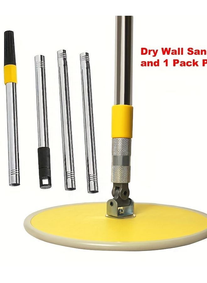 مُسْنِد جبس جاف مقاس 9 بوصة مع عمود وورق صنفرة رأس دوار 360 درجة للحوائط والأسقف لأعمال البناء - Image 1