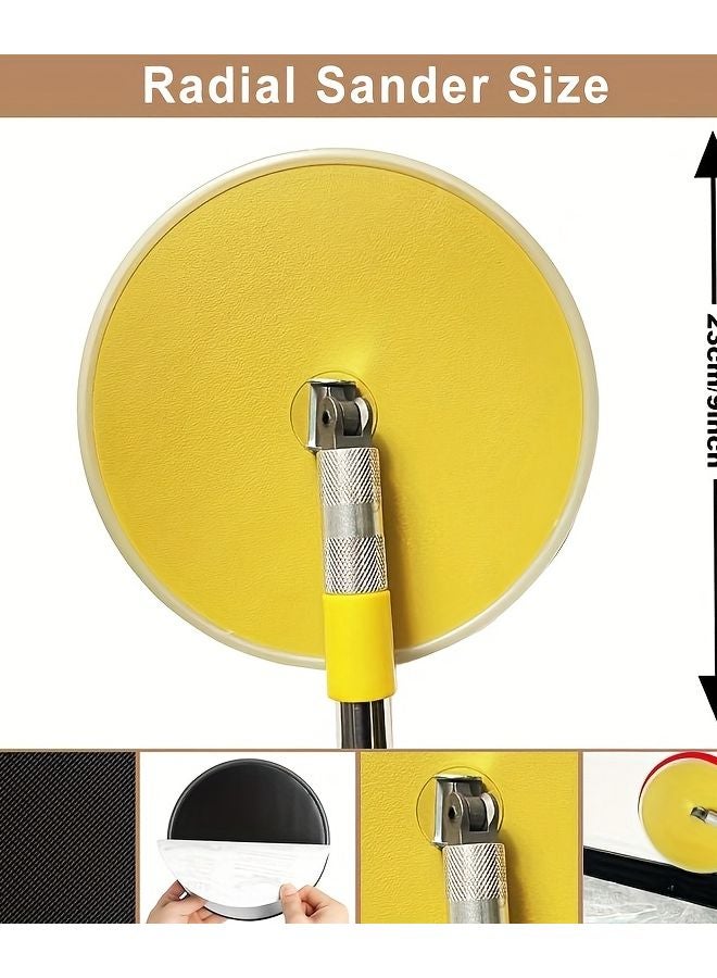 مُسْنِد جبس جاف مقاس 9 بوصة مع عمود وورق صنفرة رأس دوار 360 درجة للحوائط والأسقف لأعمال البناء - Image 5