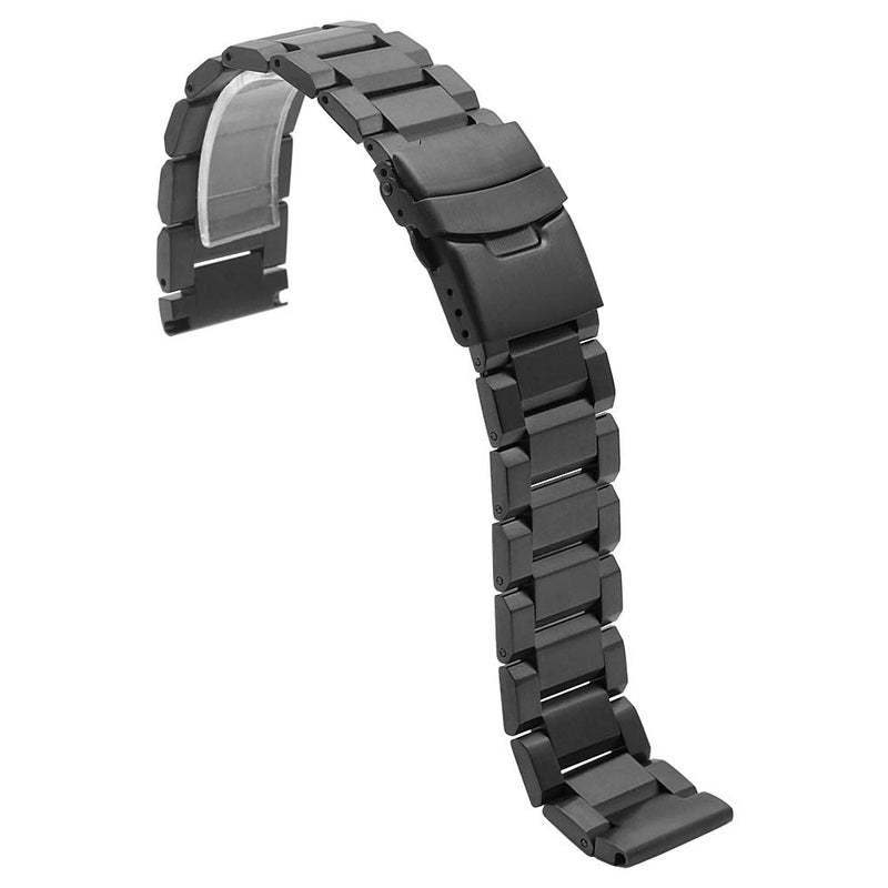 Juntan Stainless Steel 22mm Watch Band Black Solid Replacement Wristbands Metal Watch Strap Bracelet for Men Women, Classic Straight End with Double Clasp Push Button - Image 2