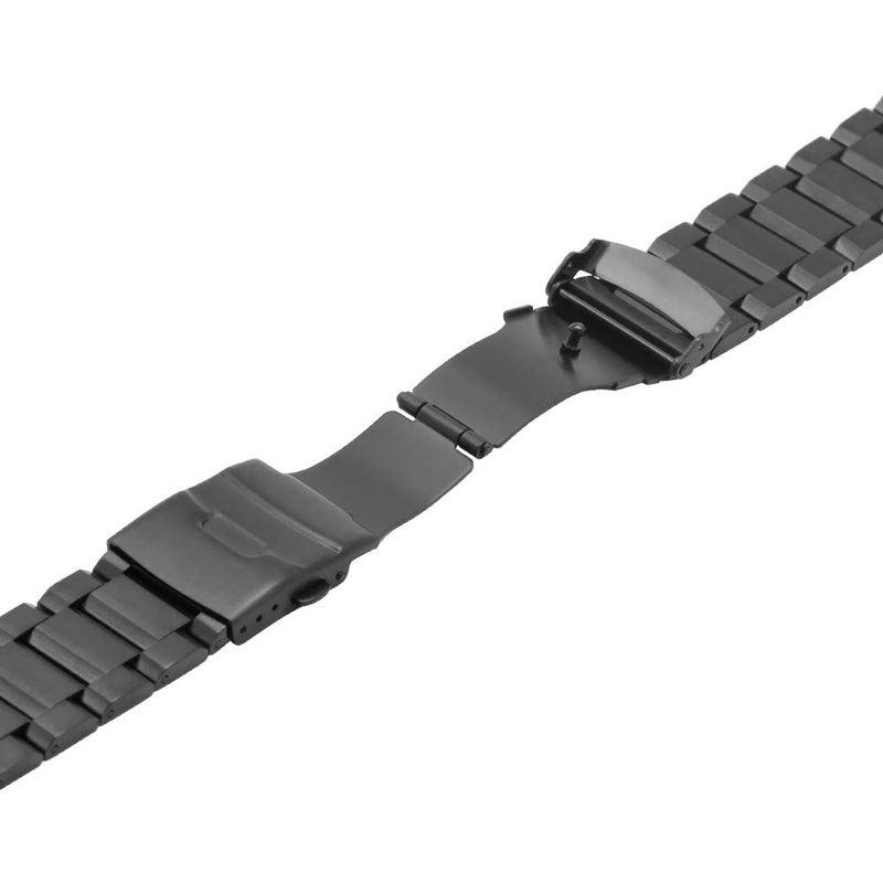 Juntan Stainless Steel 22mm Watch Band Black Solid Replacement Wristbands Metal Watch Strap Bracelet for Men Women, Classic Straight End with Double Clasp Push Button - Image 3