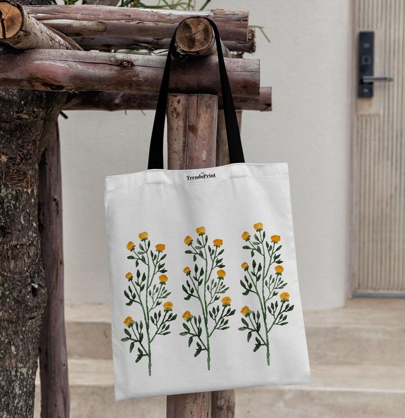 TrendoPrint حقائب توت بيضاء من القماش للنساء بسحاب سعة 15 كجم، حقيبة كلية للفتيات، حقيبة توت مصنوعة من القطن العضوي 100% للتسوق والسفر والشاطئ - Image 4