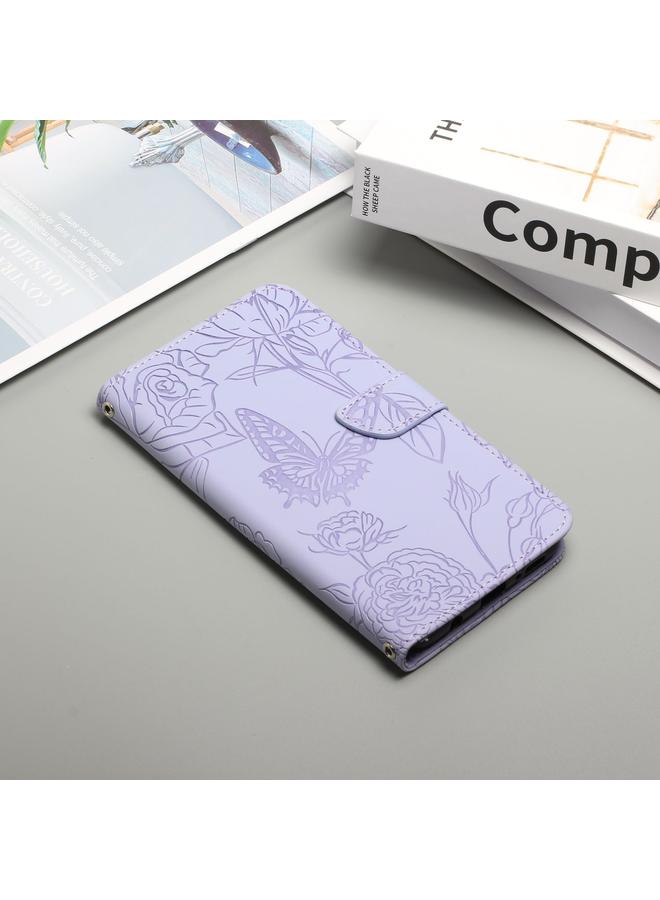 اس-توب جراب لهاتف Samsung Galaxy S21 5G، جراب هاتف جلدي منقوش بنقشة فراشة الفاوانيا - Image 2