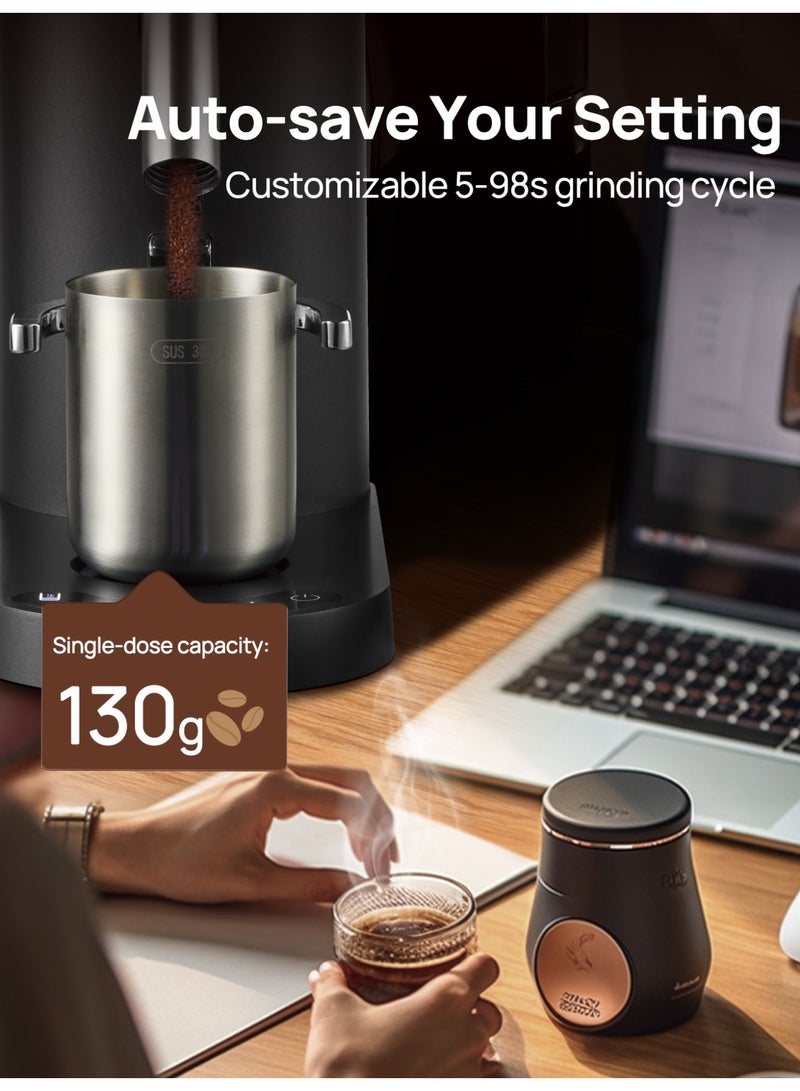 Brutelle V60 Coffee Grinder Conical Burr Coffee Bean Grinder with 60 Adjustable Settings 5–98 Level Timer Stainless Steel Ideal for V60 Coffee Hand-drip Coffee Espresso Turkish Coffee Home Office Camping and Coffee Corner Black - Image 4