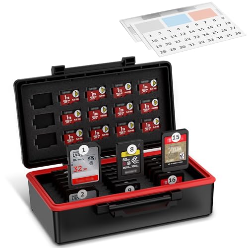 Kiorafoto 36 Slots SD MSD Memory Card Case Holder Water-Resistant Anti-Shock Storage Organizer for 21 SD SDHC SDXC/CFexpress Type-A/Switch Game Cards & 15 Microsd TF MSD Cards * Vertical Style - Image 1