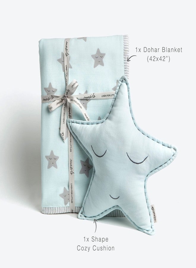 Masilo Organic Cotton Baby Blanket with Toy for Newborn/Infant-Quilted Blanket Combo-1X Blanket, 1X Toy, Star Blue - Image 4