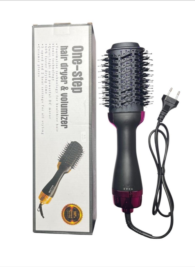 One Step Hair Dryer And Styler Hot Air Brush Black/Pink - Image 3