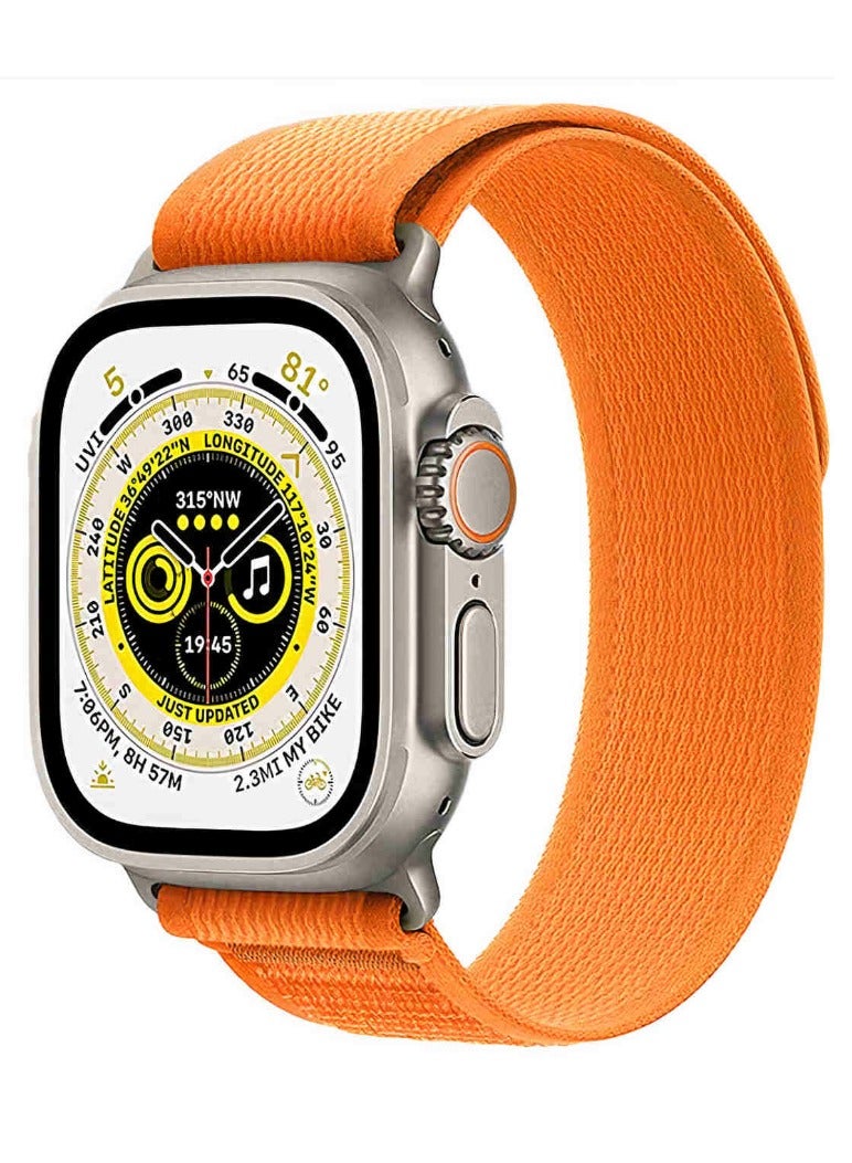 Watch Trail Loop Band Compatible with Apple Watch 42mm 44mm 45mm 46mm 49mm, Soft Woven Sport Strap, Adjustable Replacement Wristband for Apple Watch Series Ultra / SE / Series 1/2/3/4/5/6/7/8/9/10/11- Orange - Image 1
