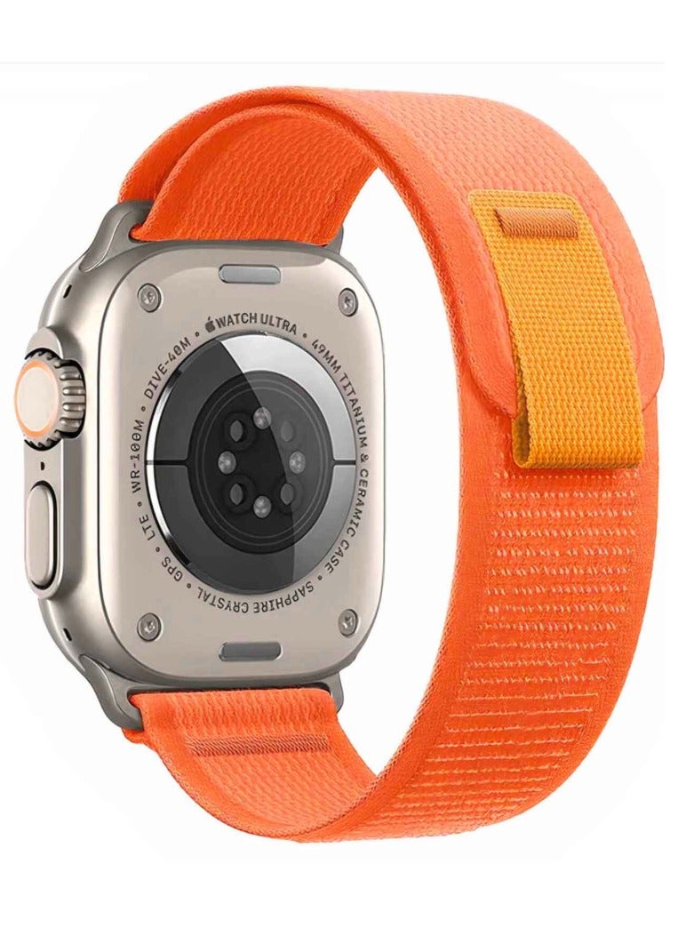 Watch Trail Loop Band Compatible with Apple Watch 42mm 44mm 45mm 46mm 49mm, Soft Woven Sport Strap, Adjustable Replacement Wristband for Apple Watch Series Ultra / SE / Series 1/2/3/4/5/6/7/8/9/10/11- Orange - Image 2