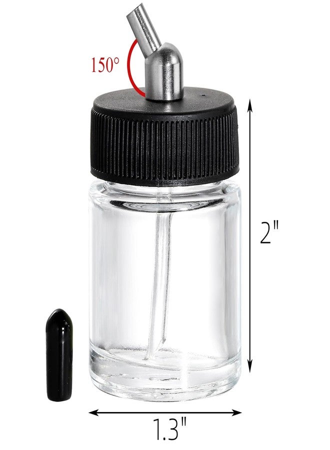 Goaste 10 Pack Glass Airbrush Bottles Kit, 22cc Empty Airbrush Jars, Transparent Airbrush Paint Storage Pot with 10pcs Cap Covers, 30° Down Angle Adaptor Lids, Fits Dual-Action Siphon Feed Airbrushes - Image 2