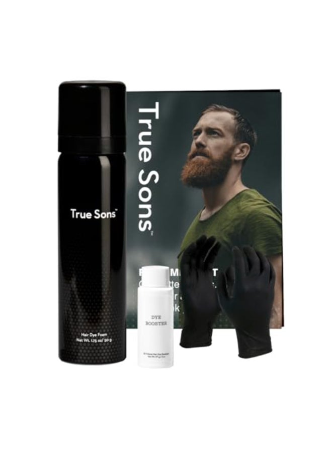 True Sons Hair Dye Foam for Men Natural Look Effortless MultiUse Dye Kit with Instant Color BoApplicator AmmoniaFree Formula Simpler Hair and Beard Dye Auburn - Image 1
