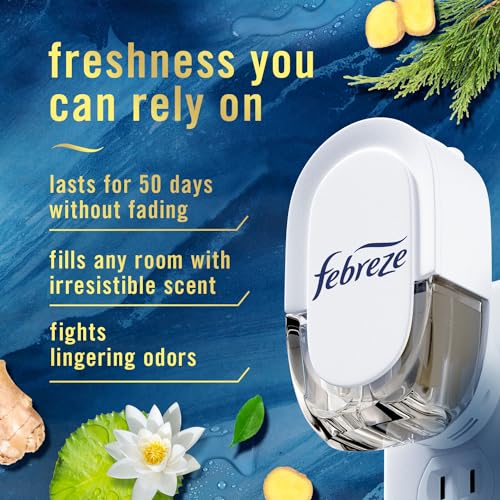 Febreze Plug In Air Freshener, Odor-Fighting Scented Oil Refill, Air Fresheners for Home and Bathroom and Kitchen, Long Lasting for Strong Odors, Ocean Scent, 0.87oz Refills, 3 Count - Image 2