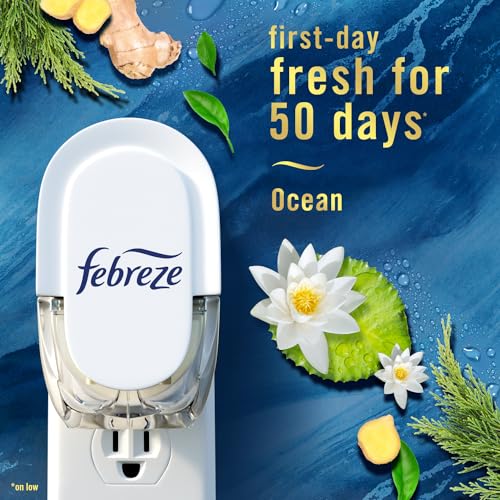 Febreze Plug In Air Freshener, Odor-Fighting Scented Oil Refill, Air Fresheners for Home and Bathroom and Kitchen, Long Lasting for Strong Odors, Ocean Scent, 0.87oz Refills, 3 Count - Image 5