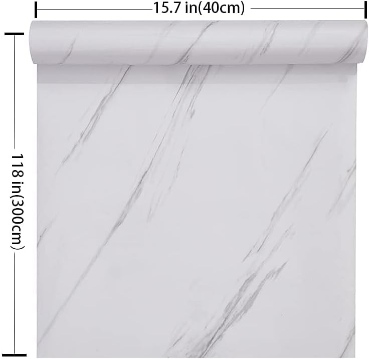 HELLKIT Glossy Marble Paper Granite Gray/White Wallpaper Peel and Stick Wallpaper Self Adhesive Removable Wallpapers 15.8″ ×118″ Waterproof Countertop Paper for Cabinet Countertop Furniture Kitchen Viny Film - Image 3
