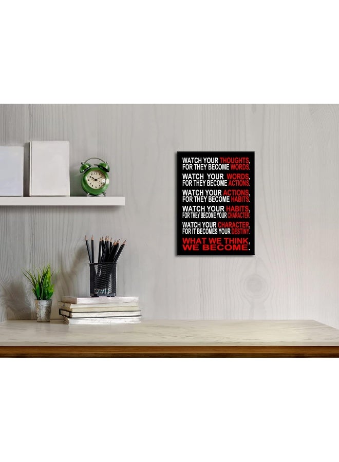 Pyradecor Watch Your Thoughts Motivational Classroom Poster Modern Canvas Prints Wall Art Paintings Ready to Hang for Office Living Room Home Decorations Stretched and Framed Giclee Pictures Artwork - Image 5