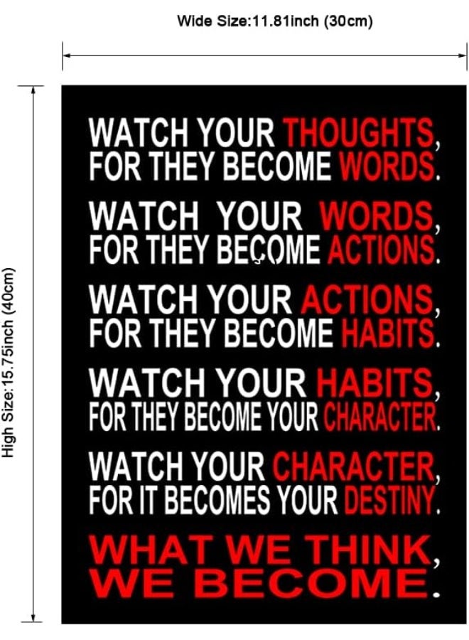 Pyradecor Watch Your Thoughts Motivational Classroom Poster Modern Canvas Prints Wall Art Paintings Ready to Hang for Office Living Room Home Decorations Stretched and Framed Giclee Pictures Artwork - Image 2