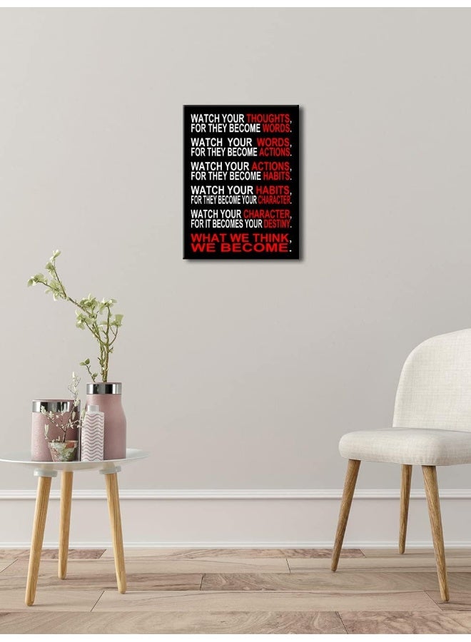 Pyradecor Watch Your Thoughts Motivational Classroom Poster Modern Canvas Prints Wall Art Paintings Ready to Hang for Office Living Room Home Decorations Stretched and Framed Giclee Pictures Artwork - Image 4