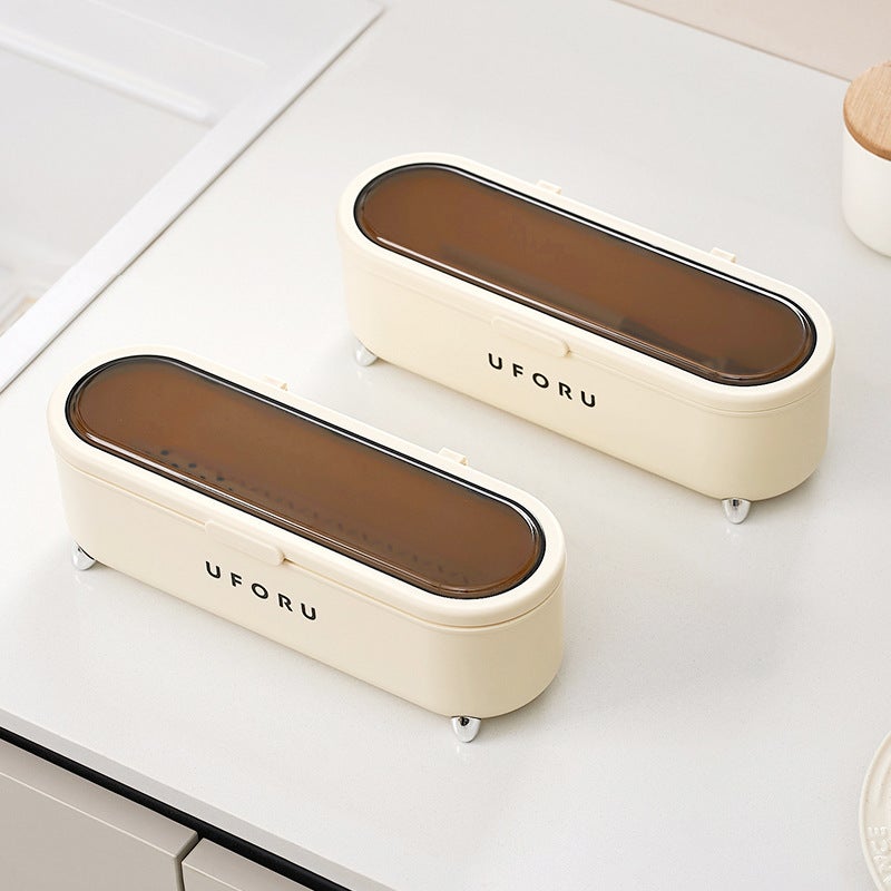 Light Luxury Plastic Tableware Storage Box – Multipurpose Chopsticks Holder with Lid - Image 3