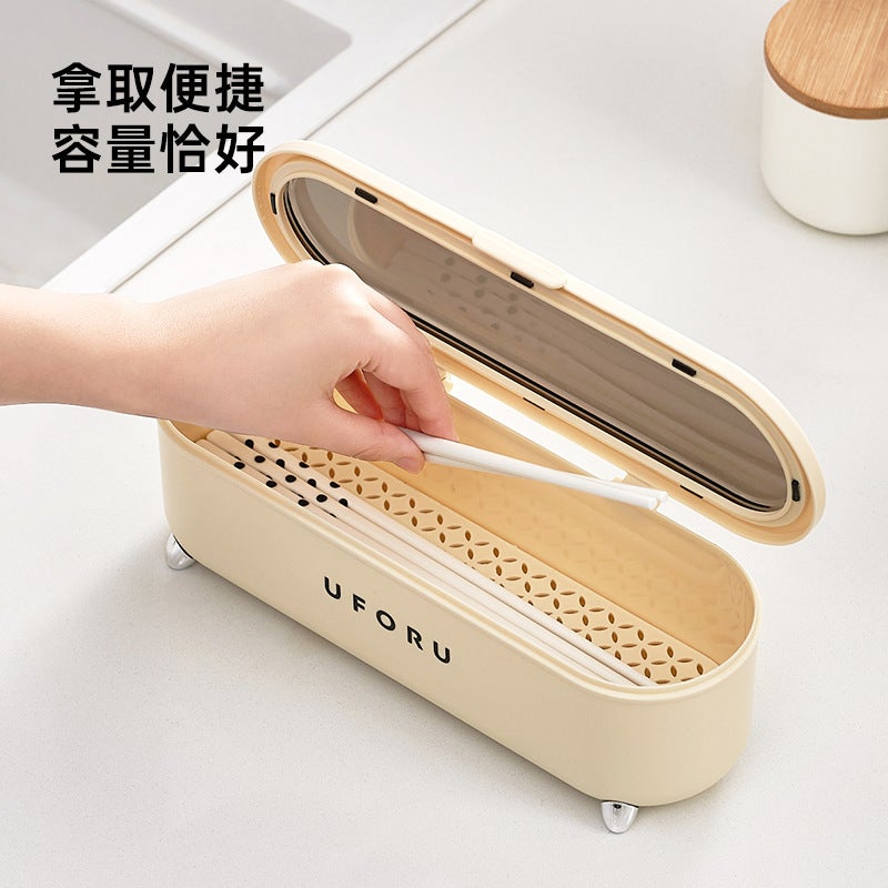 Light Luxury Plastic Tableware Storage Box – Multipurpose Chopsticks Holder with Lid - Image 5
