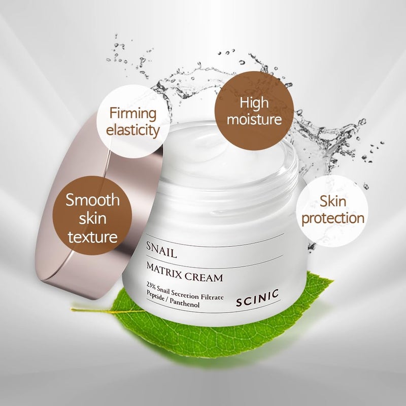 SCINIC Snail Matrix Cream All Skin Types Women Hypoallergenic Moisture (50ml) / high moisture, high elasticity, snail, nutrient-rich, korean cream - Image 2