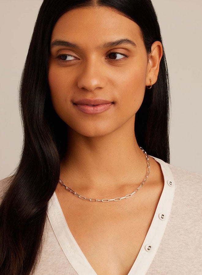 gorjana Women's Parker Necklace, Silver Plated, Paperclip Adjustable Link Chain w/Chunky Clasp, Minimalist Stacking Jewelry - Image 4