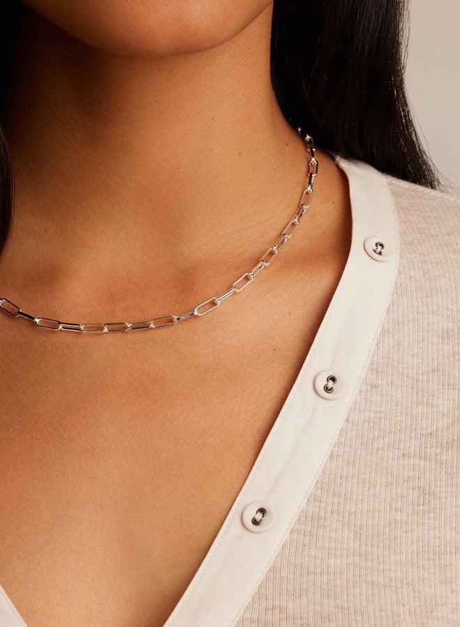gorjana Women's Parker Necklace, Silver Plated, Paperclip Adjustable Link Chain w/Chunky Clasp, Minimalist Stacking Jewelry - Image 3