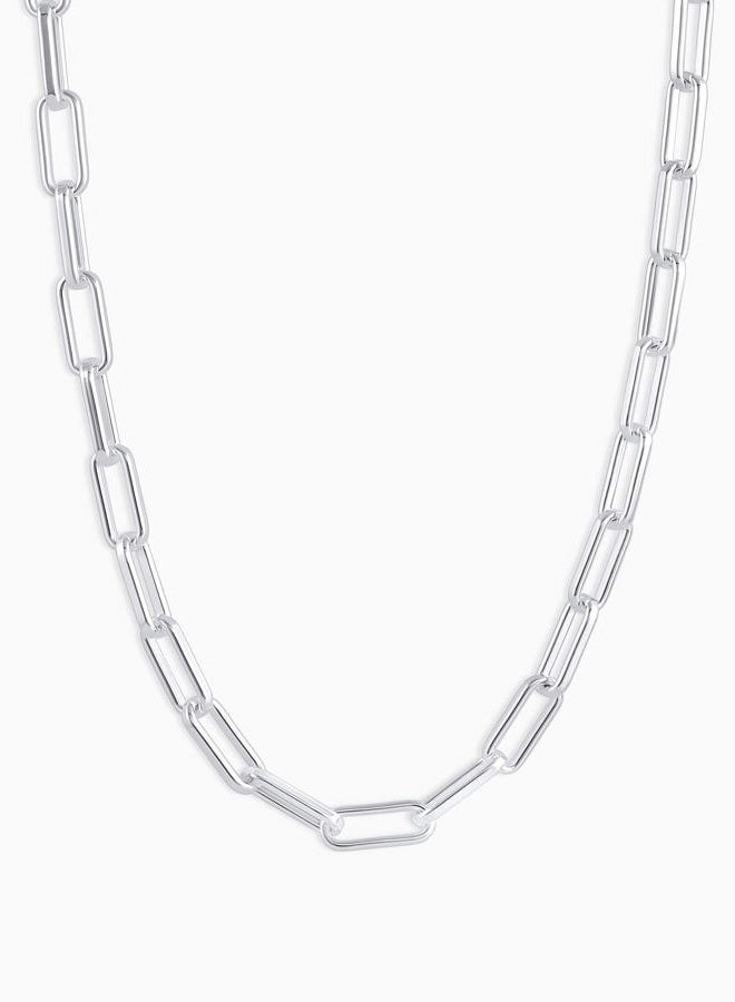 gorjana Women's Parker Necklace, Silver Plated, Paperclip Adjustable Link Chain w/Chunky Clasp, Minimalist Stacking Jewelry - Image 2