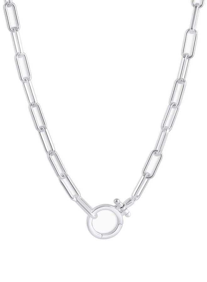 gorjana Women's Parker Necklace, Silver Plated, Paperclip Adjustable Link Chain w/Chunky Clasp, Minimalist Stacking Jewelry - Image 1