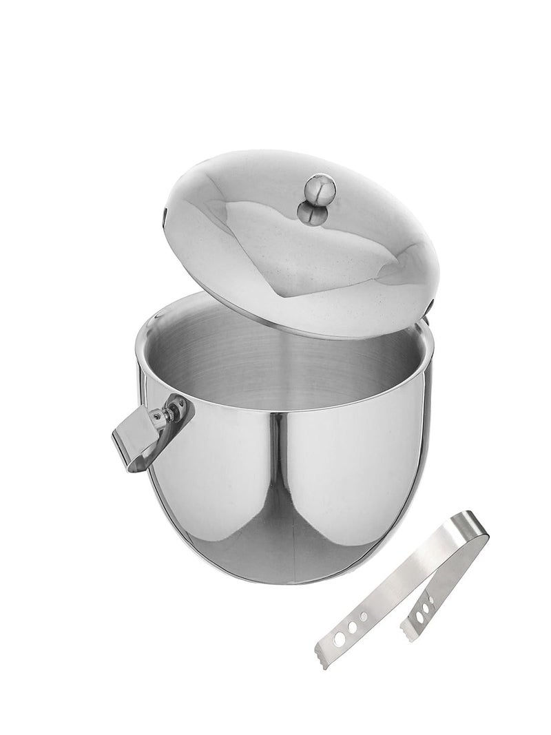 Trovea's Glided Glaciour Double Walled Ice Bucket with Tongs -1.2L Silver- IB-006-S - Image 3