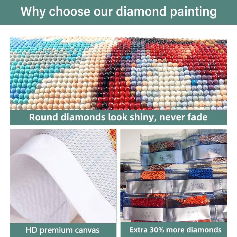 DIYCYCY Floral&Butterfly Diamond Art Kits for Adults Beginners,DIY 5D Diamond Painting Flowers,Round Full Drill Gem Art for Adults,Diamond Dots Paintings Picture Crafts Home Wall Decor 12x16 in - Image 5