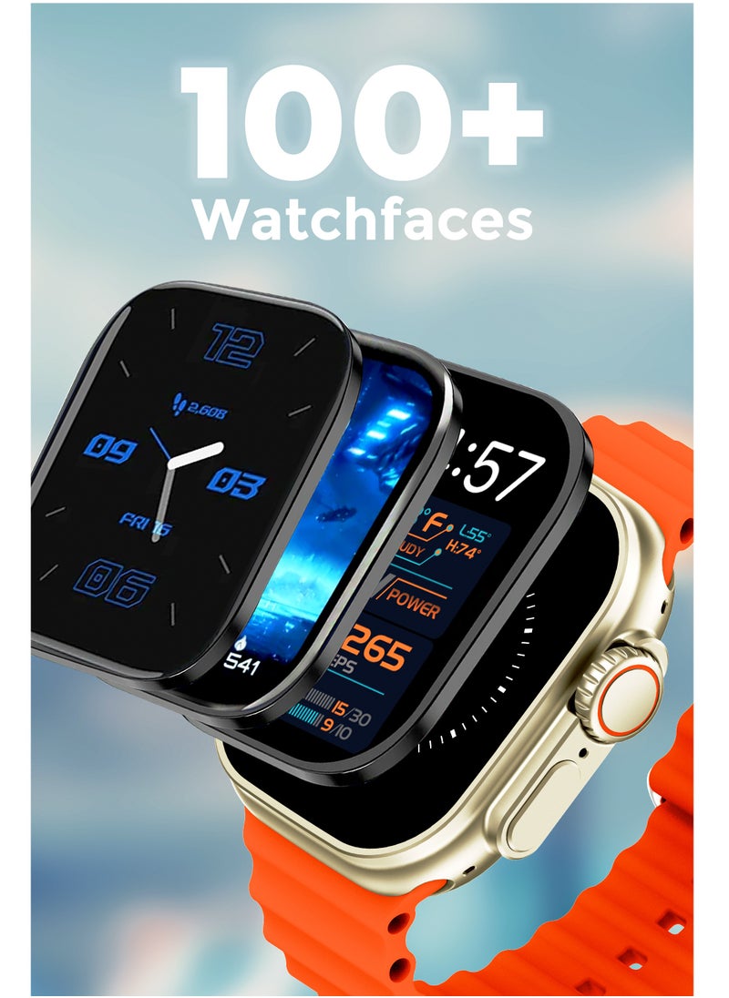 Faster - Smart Watch Ultra - 2.04" AMOLED Display, Bluetooth Calling, Fitness Tracker, Sports Modes, Heart Rate and Sleep Monitoring, IP68 Waterproof, 250mAh Battery, Compatible with Android and iOS - Image 1