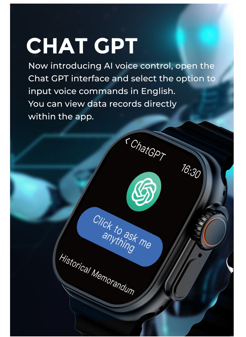Faster - Smart Watch Ultra - 2.04" AMOLED Display, Bluetooth Calling, Fitness Tracker, Sports Modes, Heart Rate and Sleep Monitoring, IP68 Waterproof, 250mAh Battery, Compatible with Android and iOS - Image 1