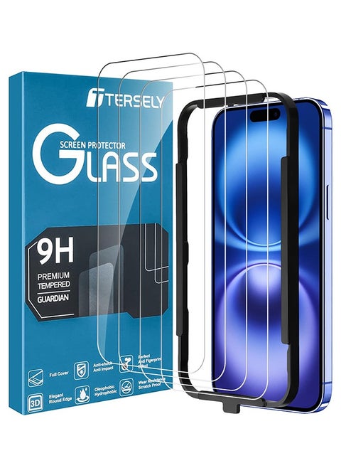 [4 Pack] Screen Protector for iPhone 16 (6.1 inch), Tempered Glass with Installation Alignment Frame,Case Friendly,HD Clear