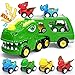 ENJSD Toys for 1 2 3 4 Year Old Boys 5 in 1 Toys for Ages 24 with 4 Dinosaur Toys for Kids 35 Friction Powered Kids Boy Toddler Toys 1 2 3 4 5 Year Old boy Gifts with Flashing Light  Sound - Image 4