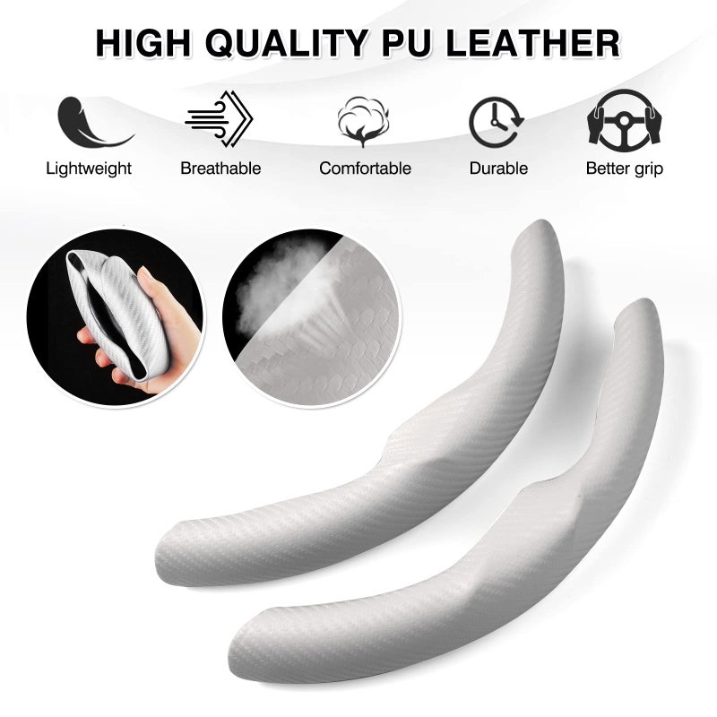 Canvcle Steering Wheel Cover for Telsa Model 3/Y 2016-2025 2026 Highland/Juniper Accessories Carbon Fiber Steering Wheel Cover Protector Non-Slip, Comfortable, Breathable, Model 3/Y Accessories, White - Image 4
