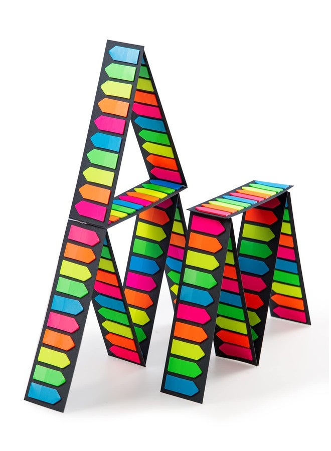 Golcellia Fluorescent Translucent Sticky Note Flags, 2400 Pcs Total, Pack of 10 Color Tabs, Arrow Sticky Notes, Page Flag Markers, Arrow Index Tabs - Image 1