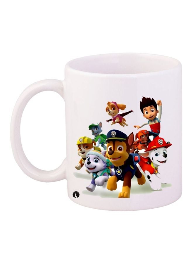 RYN Cartoon Printed Coffee Mug White/Red/Beige 11ounce