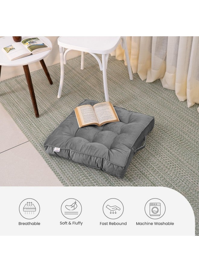 ماي ارمور وسائد أرضية من ماي آرمور، مقاس 40×40×8 سم، وسائد كراسي للجلوس | وسادة مقعد لليوجا، والتأمل، والتأمل، وسادة مربعة لكرسي المكتب/المنزل، وغرفة المعيشة | مخمل 100% - رمادي - Image 2