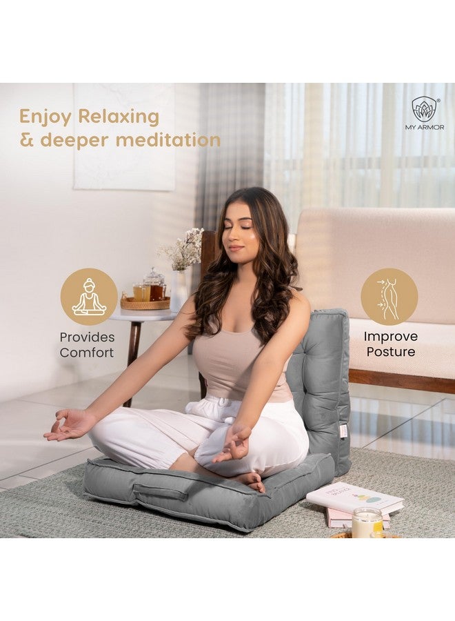 ماي ارمور وسائد أرضية من ماي آرمور، مقاس 40×40×8 سم، وسائد كراسي للجلوس | وسادة مقعد لليوجا، والتأمل، والتأمل، وسادة مربعة لكرسي المكتب/المنزل، وغرفة المعيشة | مخمل 100% - رمادي - Image 4