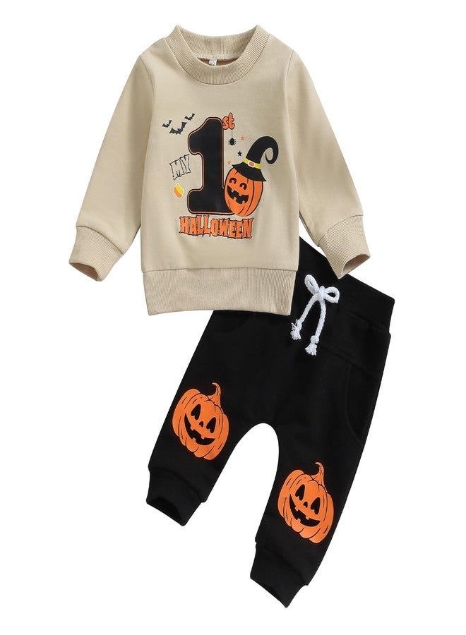 Gureui My First Halloween Baby Boy Outfit 3-6 Months Long Sleeve Pumpkin Patch Sweatshirt Pants Infant Fall Clothes - Image 2