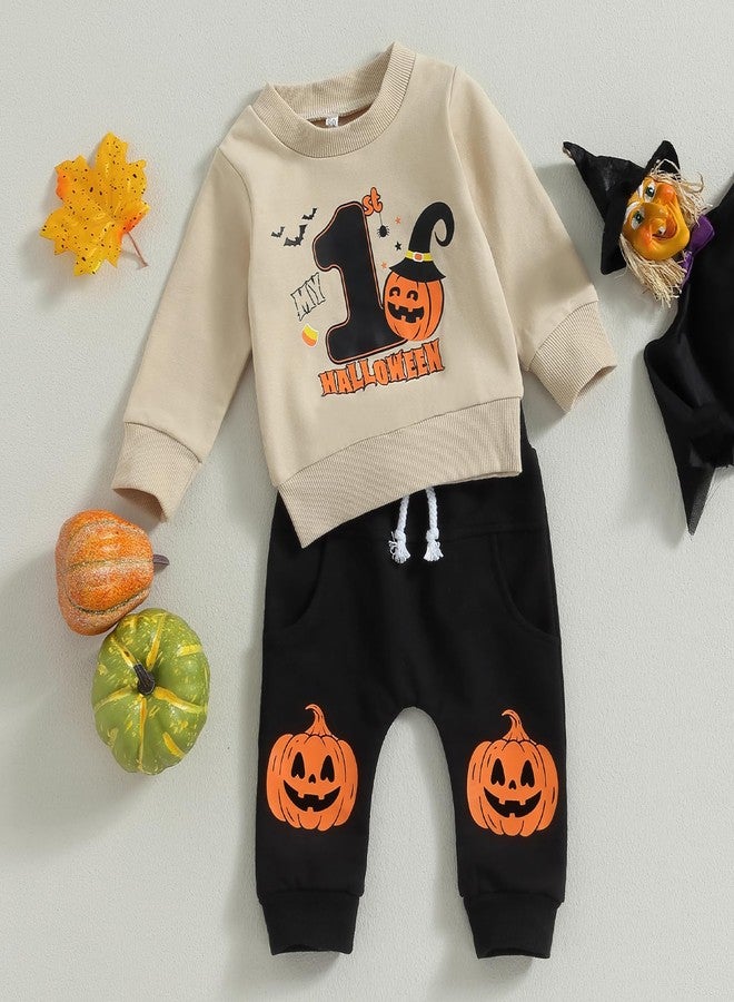 Gureui My First Halloween Baby Boy Outfit 3-6 Months Long Sleeve Pumpkin Patch Sweatshirt Pants Infant Fall Clothes - Image 4